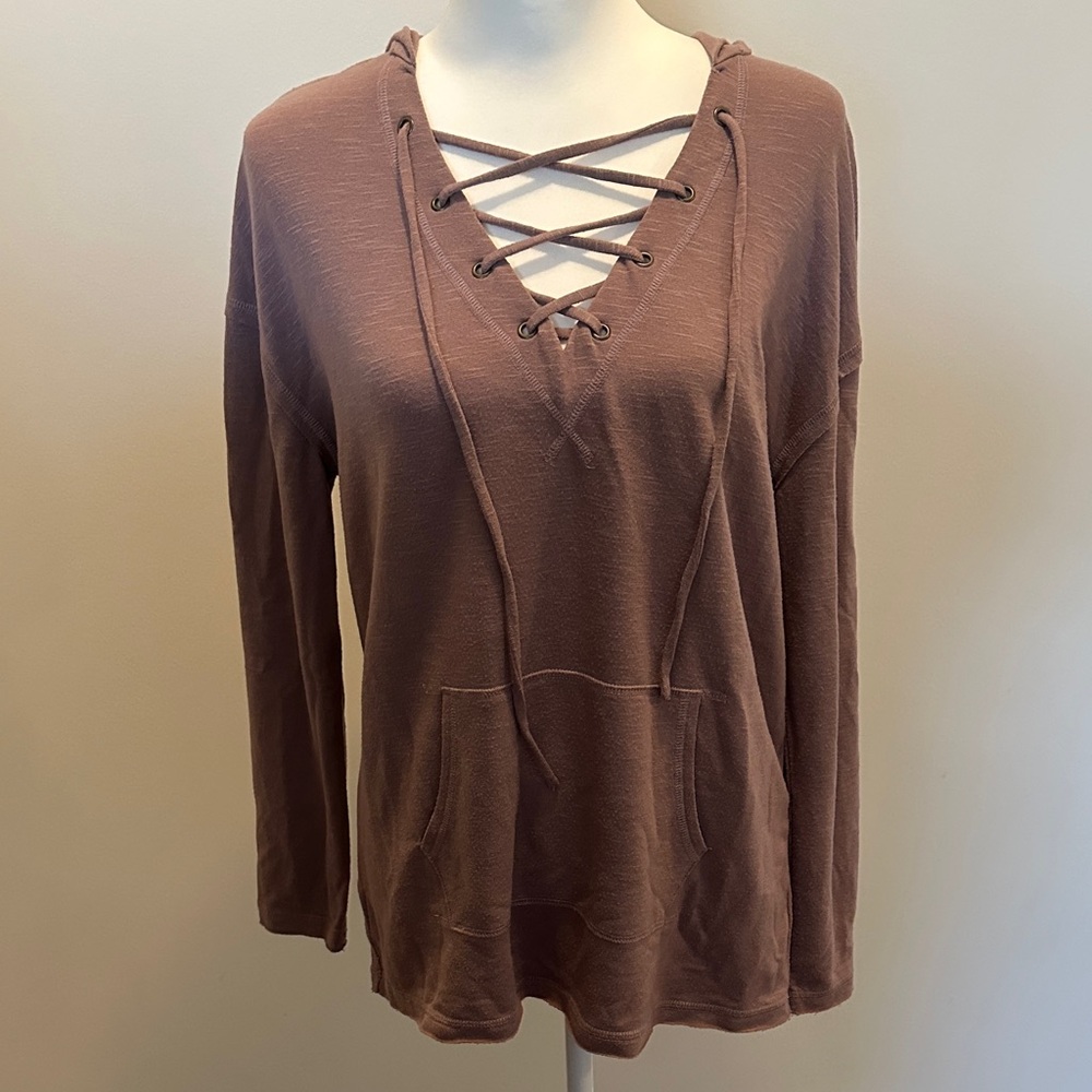 Mossimo Supply Co. Mauve Lace-Up Sweater